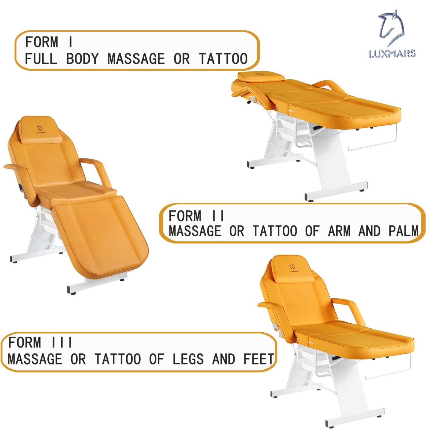 LUXMARS Facial Chair, Tattoo/Salon Bed with Hydraulic Stool for Professional Massage Facial Lash Beauty Treatment Spa