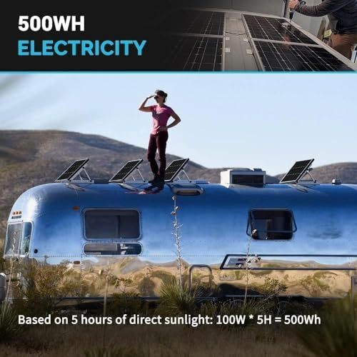 Renogy 2PCS Solar Panels 100 Watt 12 Volt, High-Efficiency Monocrystalline PV Module Power Charger