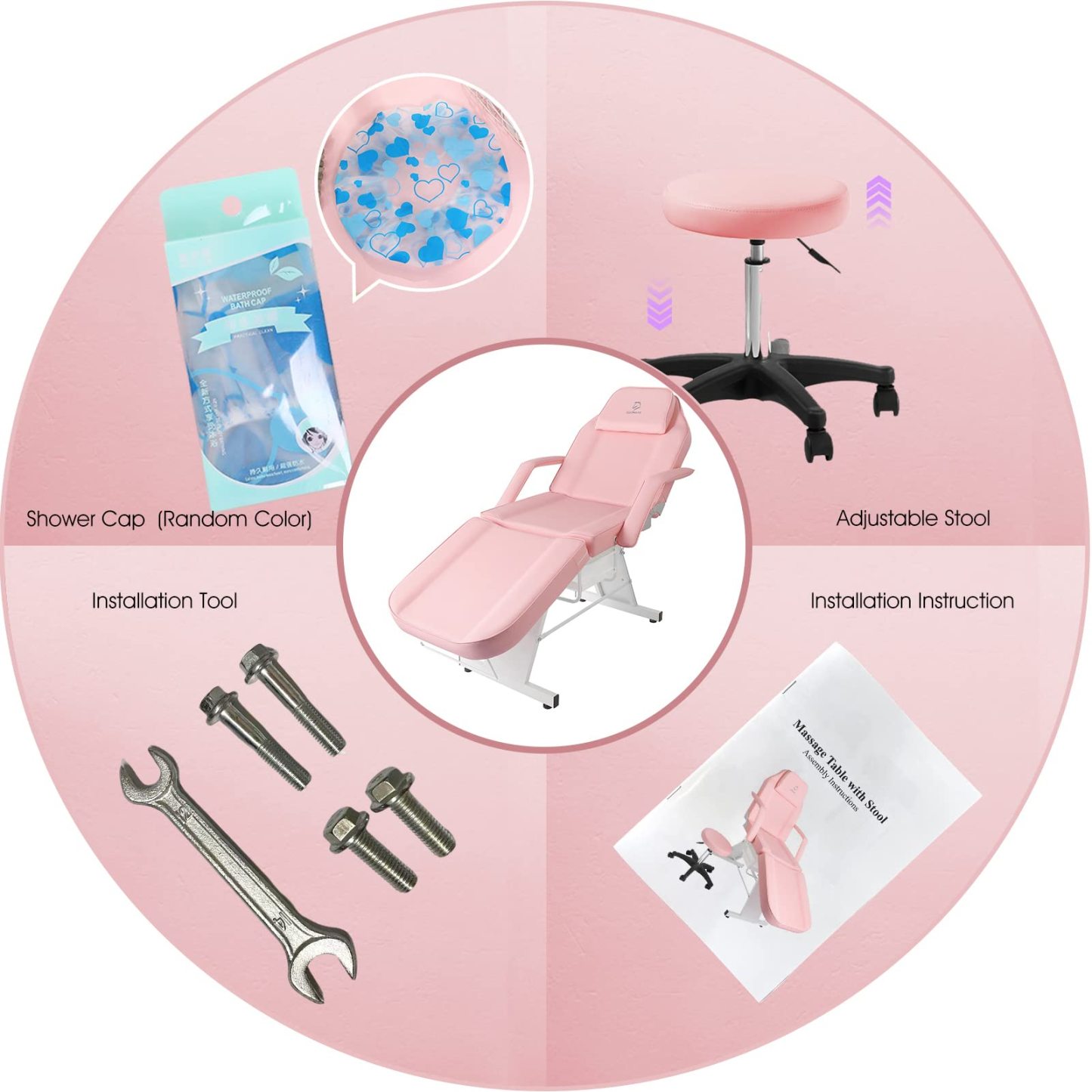 LUXMARS Facial Chair, Tattoo/Salon Bed with Hydraulic Stool for Professional Massage Facial Lash Beauty Treatment Spa