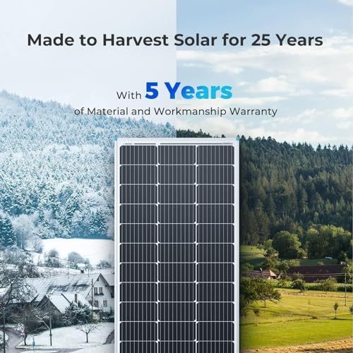 Renogy 2PCS Solar Panels 100 Watt 12 Volt, High-Efficiency Monocrystalline PV Module Power Charger