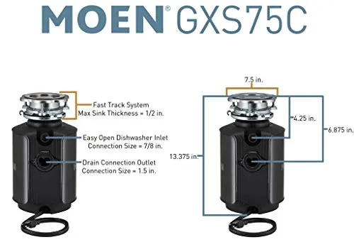 Moen Host Series 3/4 HP Continuous Feed Garbage Disposal with Sound Reduction
