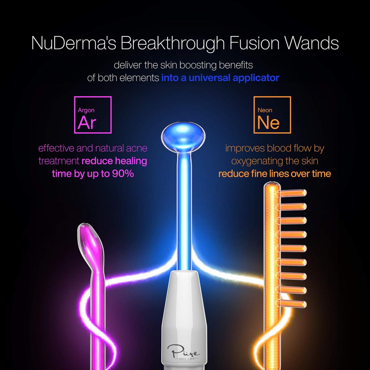 NuDerma Clinical Skin Therapy Wand - Portable High Frequency Skin Therapy Machine