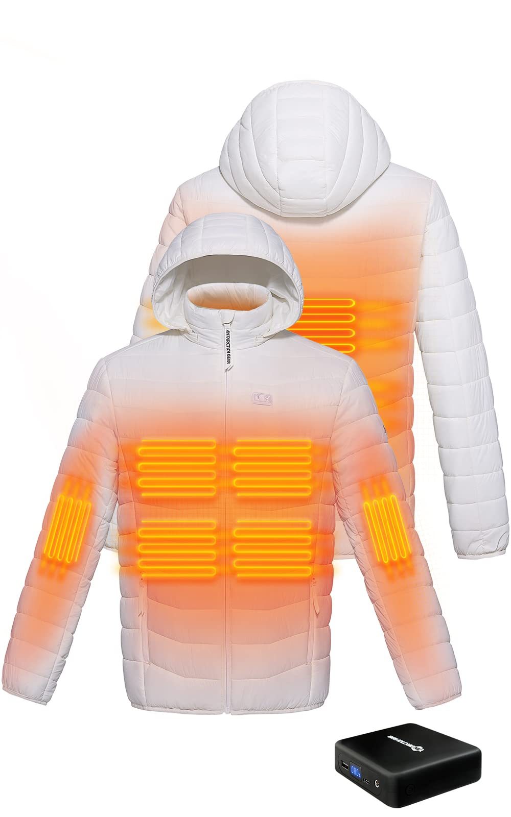 ANTARCTICA GEAR Heated Jacket, Lightweight Heating Jackets with 12V/5A Power Bank, 6 Areas Winter Coat for Men and Women