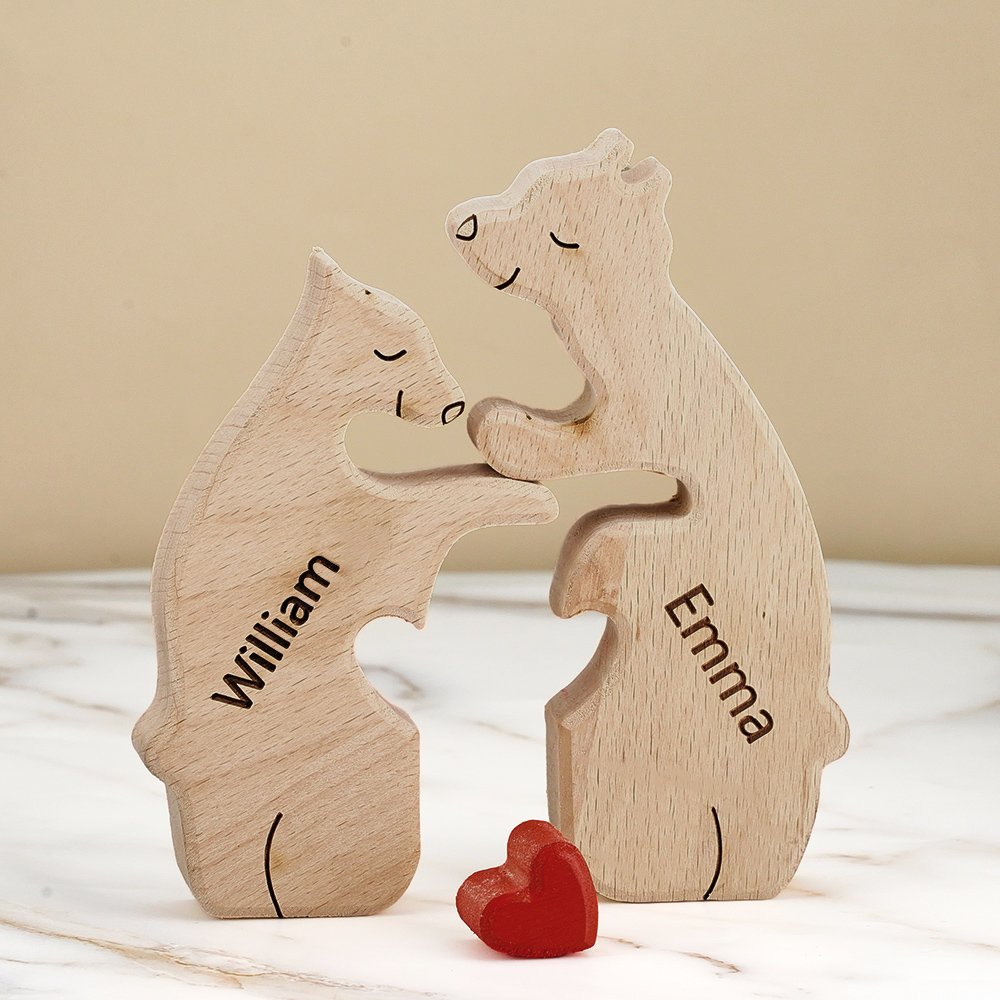 Wooden Bears Family Custom Names Puzzle Home Decor Gifts