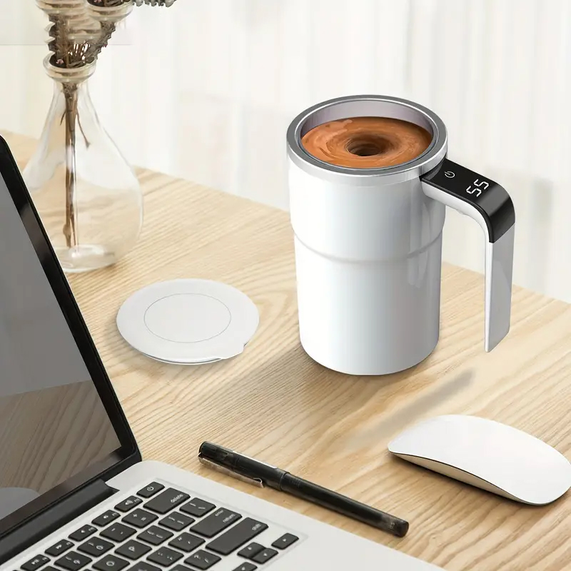 Rechargeable Self-Stirring Coffee Mug with Temperature Display