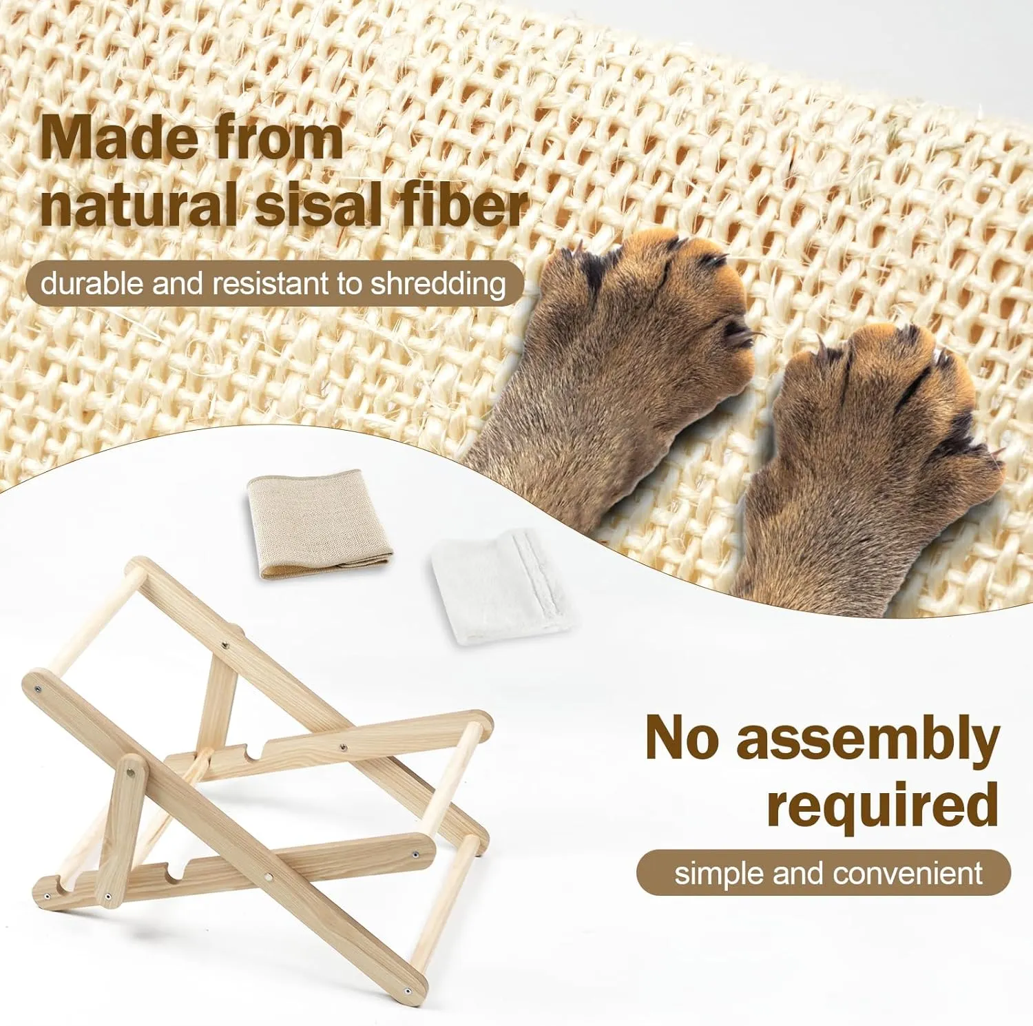 Foldable Sisal Cat Chair - Space-Saving Scratching Lounge for Small Apartments | Natural Fiber Cat Furniture with Reversible Design