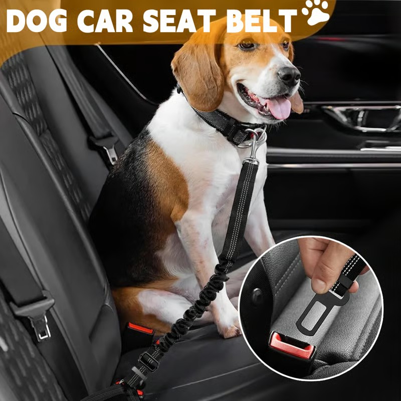 Pet Dog & Cat Seat Belts for Cars, Adjustable Safety Leash/Harness Compatible with Vehicle Headrests
