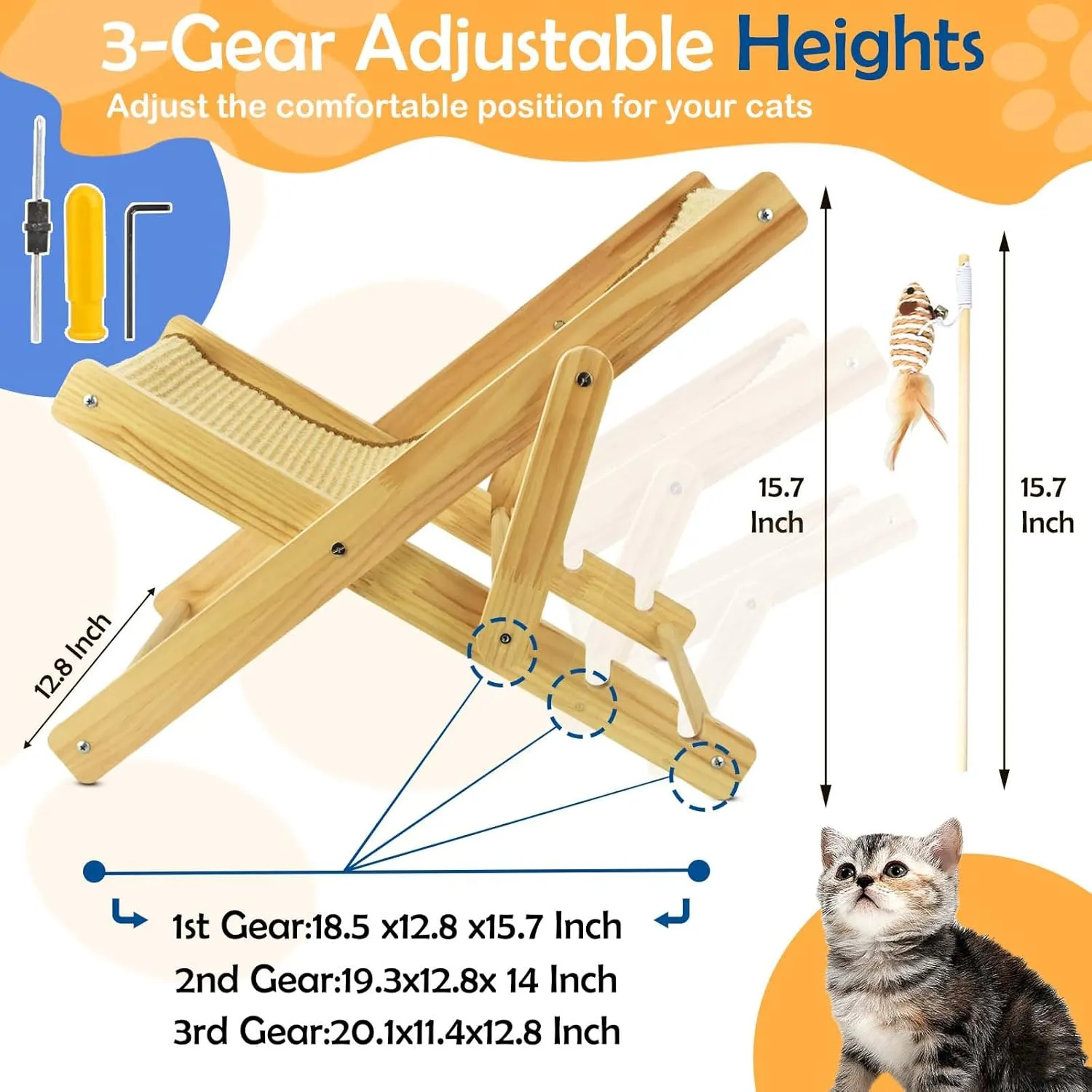 Foldable Sisal Cat Chair - Space-Saving Scratching Lounge for Small Apartments | Natural Fiber Cat Furniture with Reversible Design