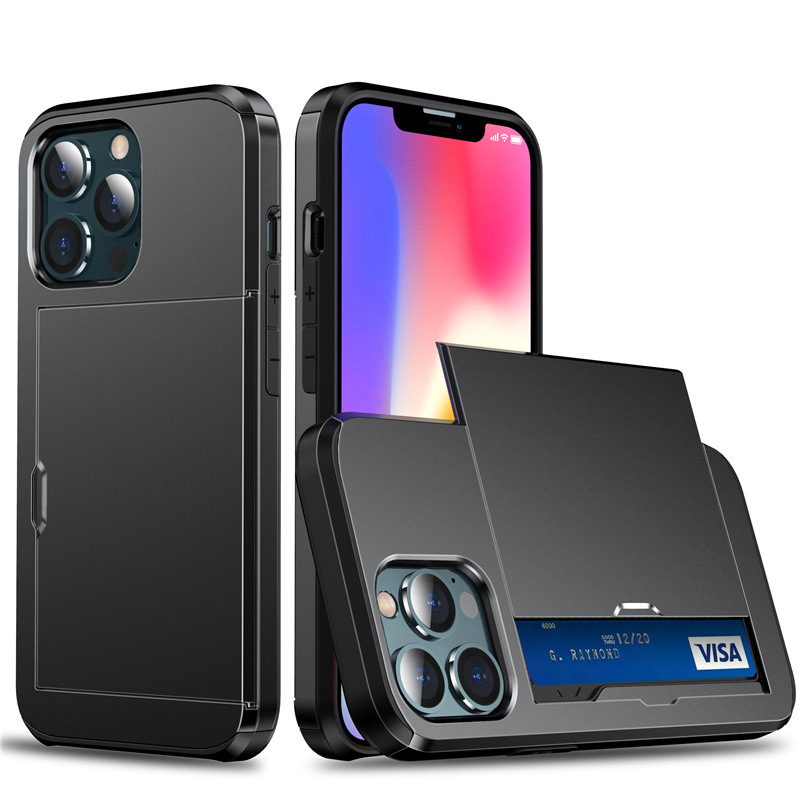 New In iPhone 16 Series - Wallet Cover Credit Card Holder Slot Sliding Protective Phone Case