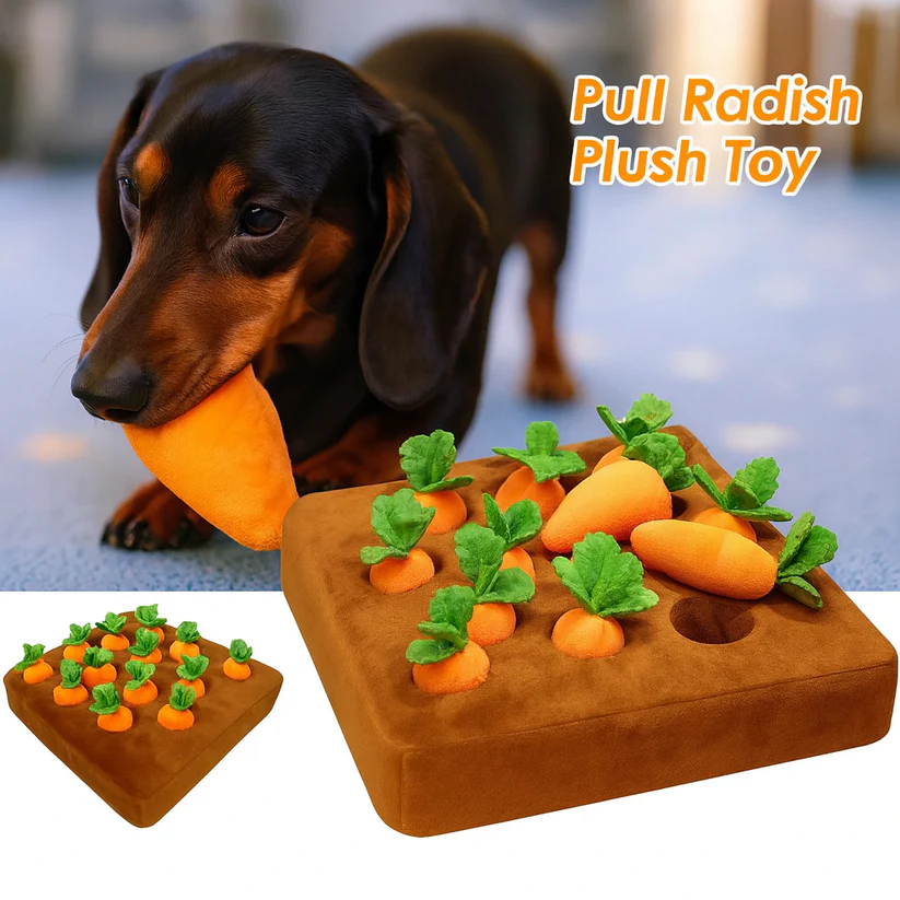 Dachshund Carrot Puzzle Toy – Interactive Hide Seek Snuffle Game