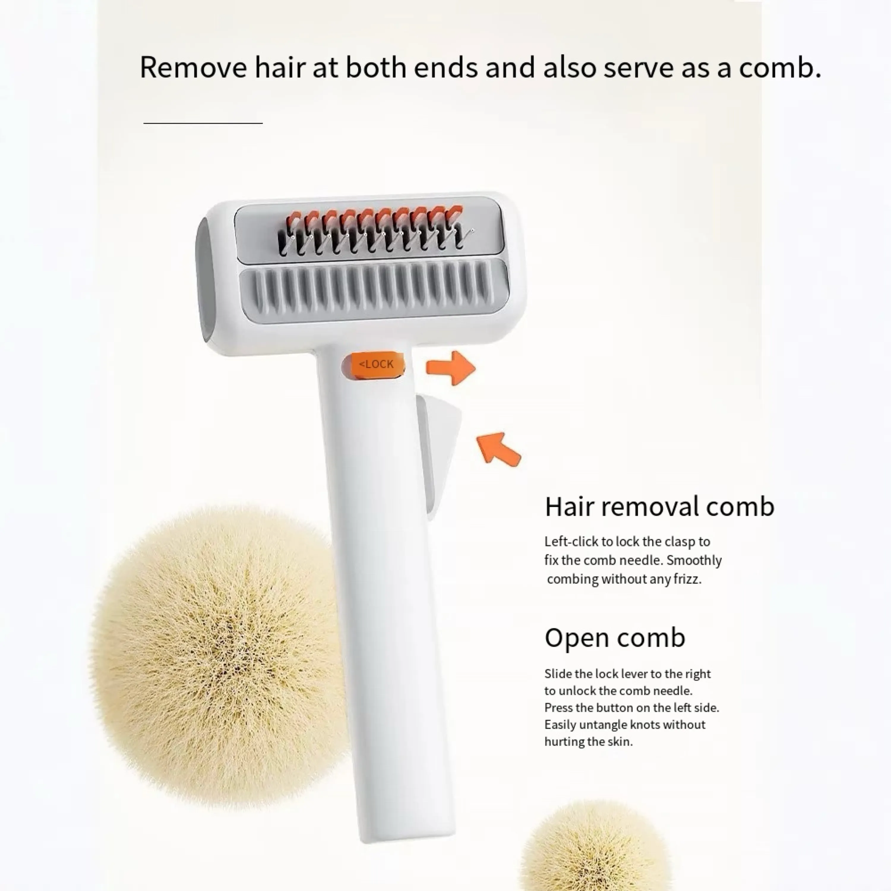 2-in-1 Pet Dematting Brush for Dogs & Cats – Rotating Blade Grooming Comb for Removing Knots, Mats & Loose Fur