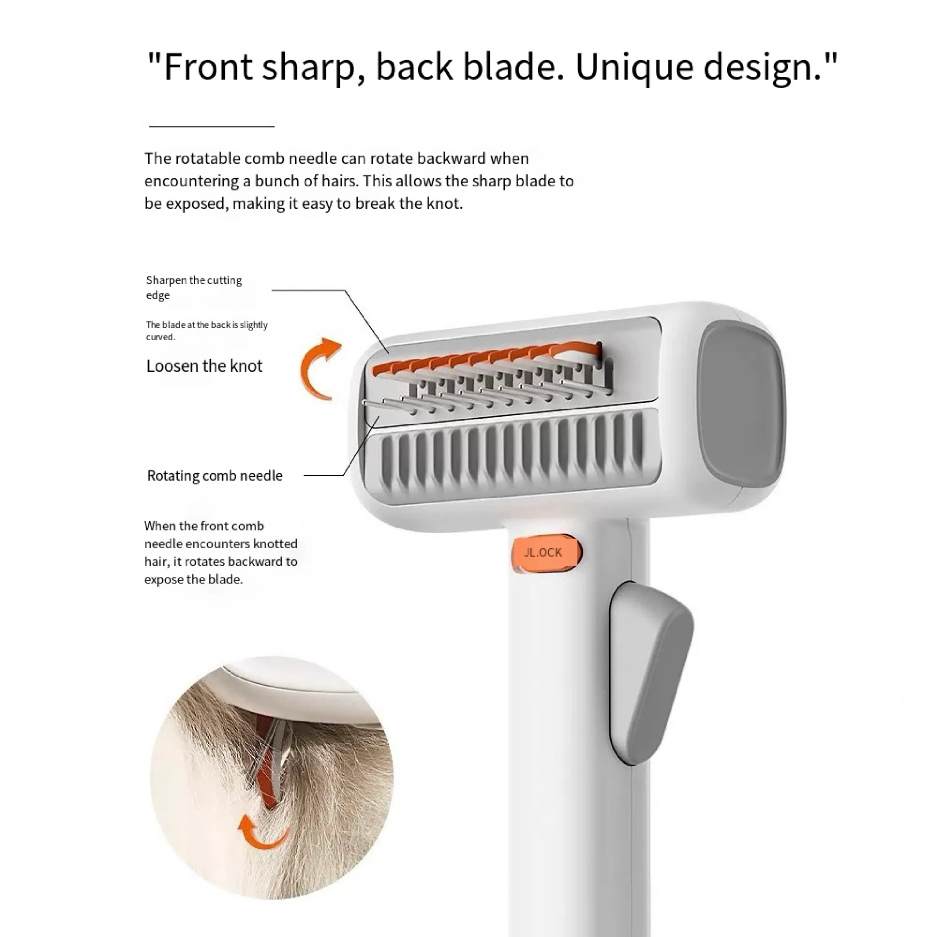 2-in-1 Pet Dematting Brush for Dogs & Cats – Rotating Blade Grooming Comb for Removing Knots, Mats & Loose Fur