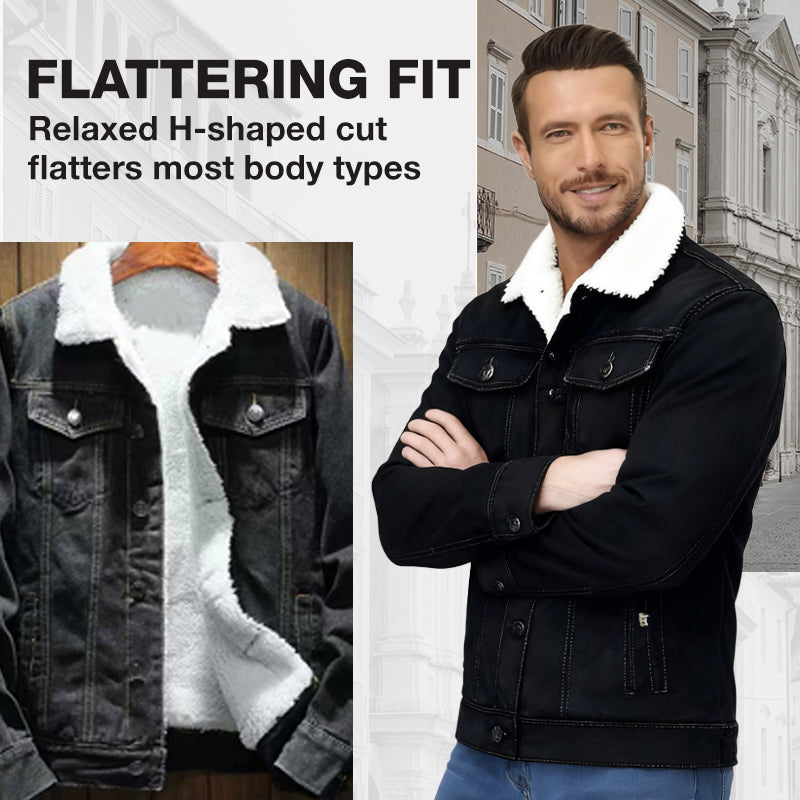Men’s Casual Sherpa-Lined Denim Jacket