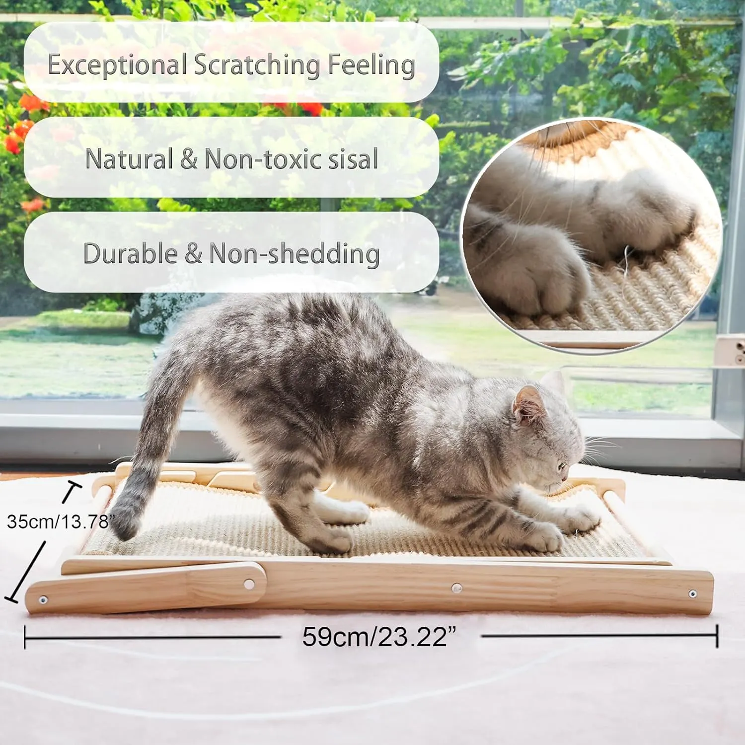 Foldable Sisal Cat Chair - Space-Saving Scratching Lounge for Small Apartments | Natural Fiber Cat Furniture with Reversible Design
