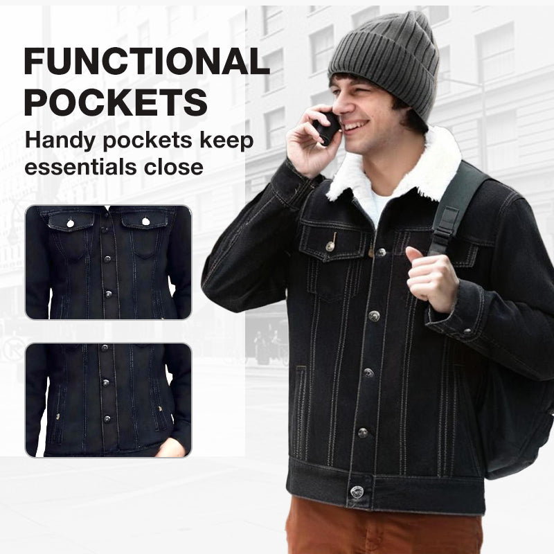 Men’s Casual Sherpa-Lined Denim Jacket