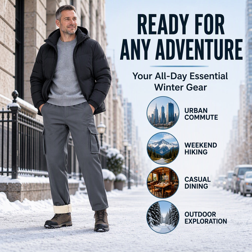 Men's Warm Plush-Lined Cargo Pants