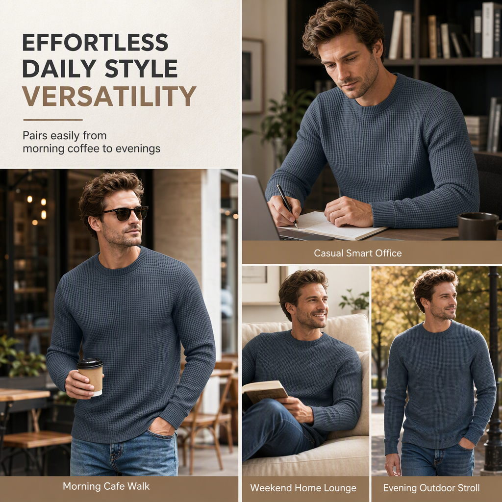 Men's Casual Slim Fit Crew Neck Long Sleeve Sweatshirt