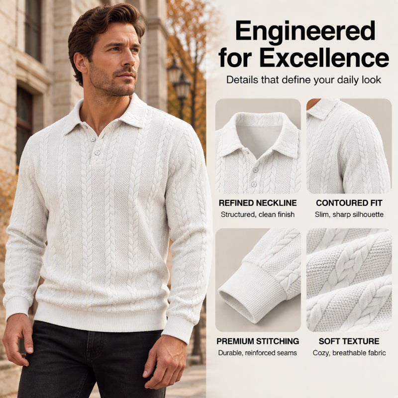 Men's Casual Jacquard Cable Texture Top