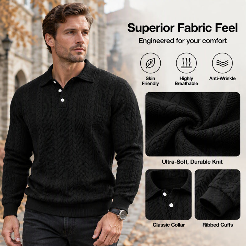 Men's Casual Jacquard Cable Texture Top