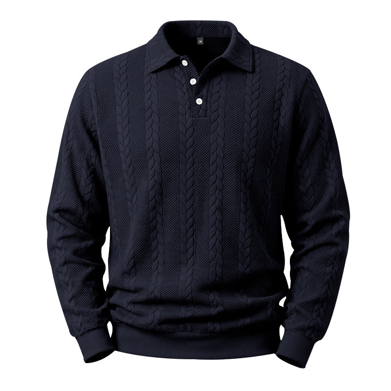 Men's Casual Jacquard Cable Texture Top