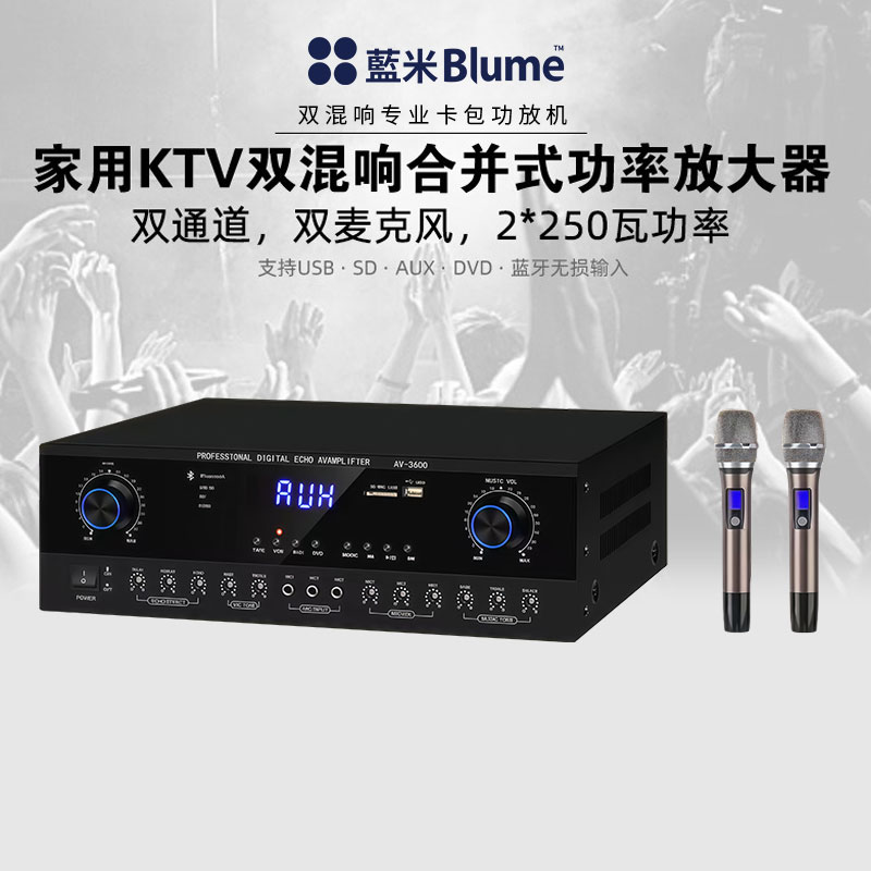 Blume 家用大功率專業功放機｜雙通道卡包功放 · 家庭KTV/藍牙/USB/SD多輸入