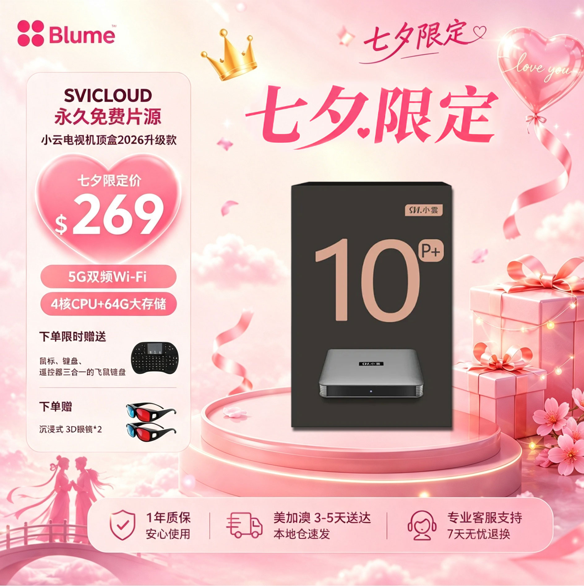 【高端旗艦版】Blume X 小雲電視盒 SVICLOUD海量片源 超强稳定5G双频 + 64G大存储