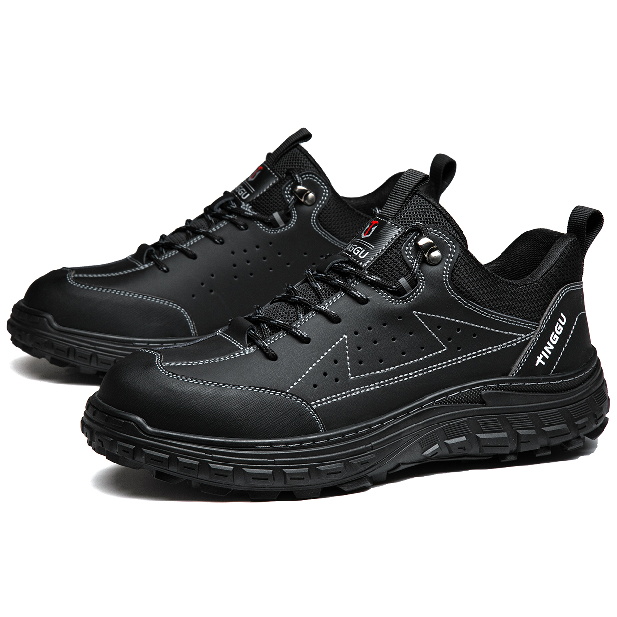 Restaurant Leather Work Shoes Non-slip Design Lace-up Safety Shoes