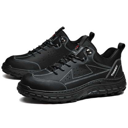 Restaurant Leather Work Shoes Non-slip Design Lace-up Safety Shoes
