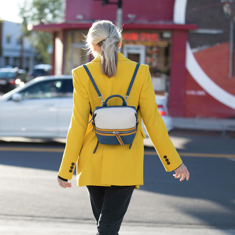 Small Off White Leather Backpack