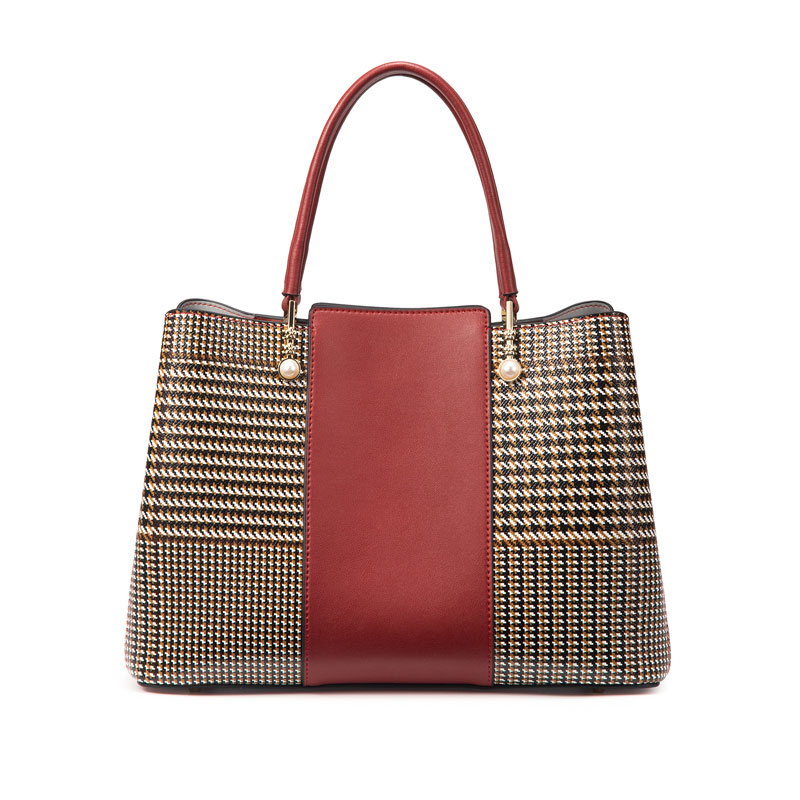 Leather women's bag red crossbody tote