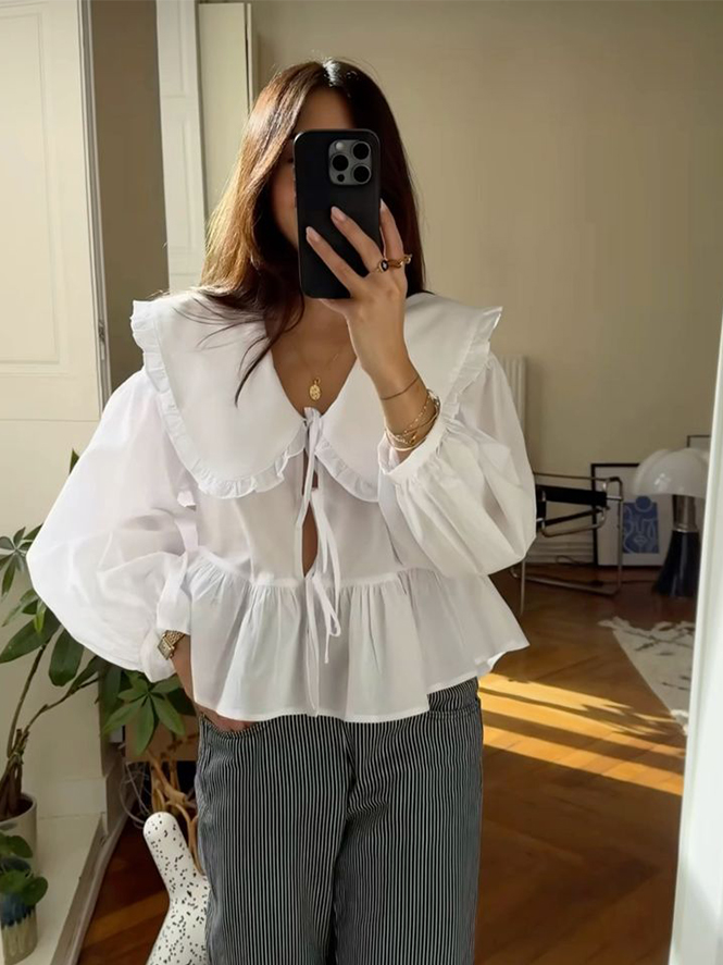 Pure Cotton White Ruffled Top