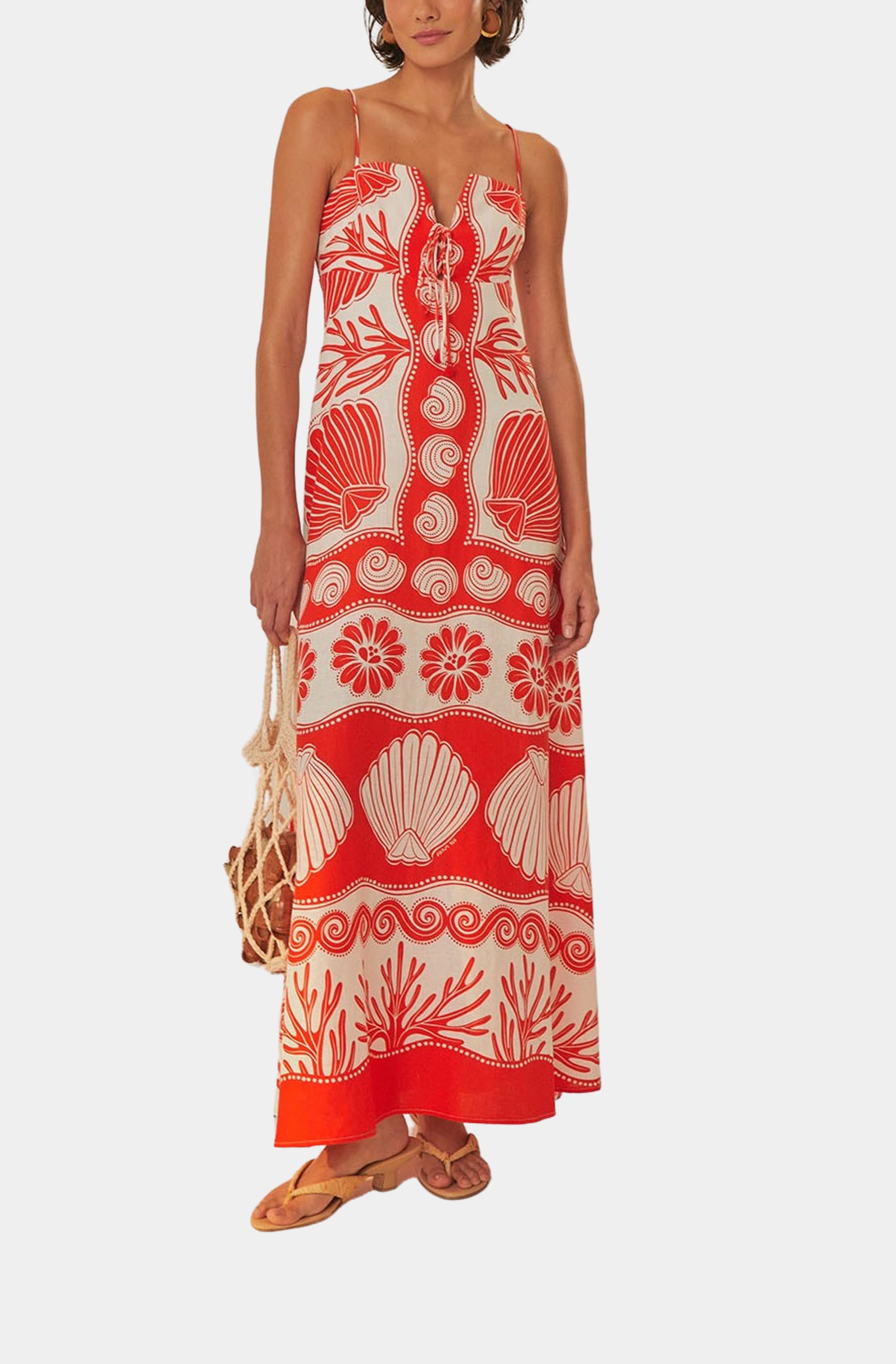 Ainika Shell Red Maxi Dress