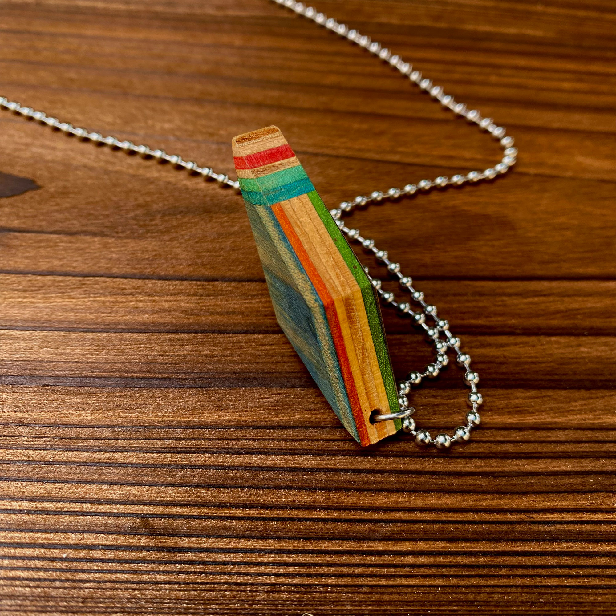 Rhomb Handcrafted Recycle Skateboard Necklace 