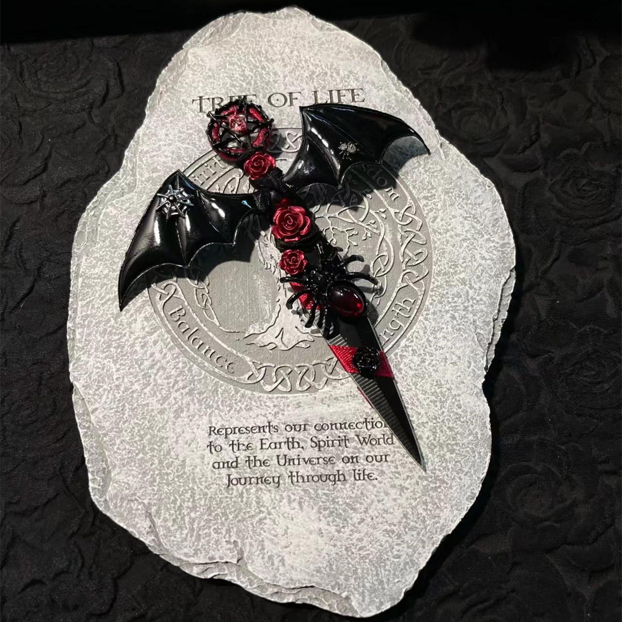 Black Devil Spider Bat Wings Cross Gothic Metal Kunai Cosplay Prop