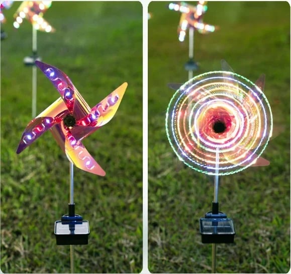 Solar Windmill Colorful Lawn Lamp Outdoor Decorative