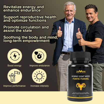 Zeveri Horny Goat Weed 1590 mg extra starke Mischung, 60 Kapseln, mit Maca, Arginin, Ginseng, Tribulus, Tongkat, Libido, Ausdauer, Energieunterstützung, gentechnikfreie Formel