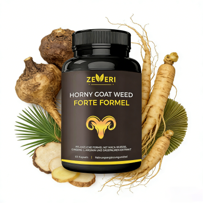 Zeveri Horny Goat Weed 1590 mg extra starke Mischung, 60 Kapseln, mit Maca, Arginin, Ginseng, Tribulus, Tongkat, Libido, Ausdauer, Energieunterstützung, gentechnikfreie Formel