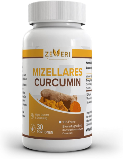 Zeveri Health+ Mizellares Curcumin - 60 Kapseln mit Curcuma-Extrakt, hohe Bioverfügbarkeit, Made in Germany
