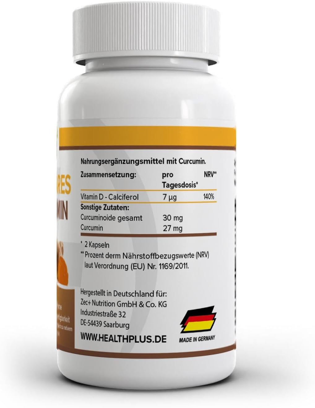 Zeveri Health+ Mizellares Curcumin - 60 Kapseln mit Curcuma-Extrakt, hohe Bioverfügbarkeit, Made in Germany