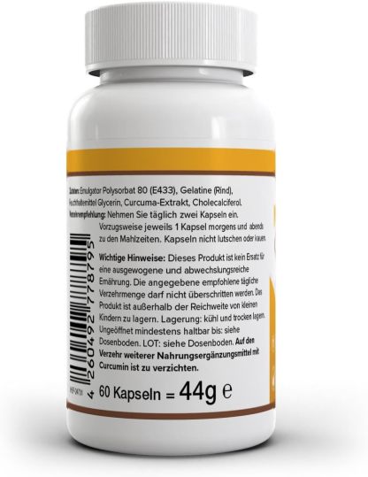 Zeveri Health+ Mizellares Curcumin - 60 Kapseln mit Curcuma-Extrakt, hohe Bioverfügbarkeit, Made in Germany