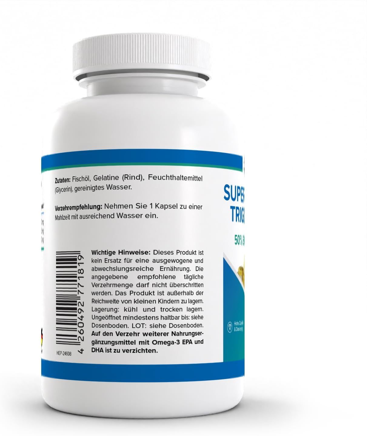 Zeveri Health+ Super Omega 3 Triglyceride Fischöl - 120 Kapseln mit wertvollen Omega-3-Fettsäuren, mit EPA und DHA, Made in Germany