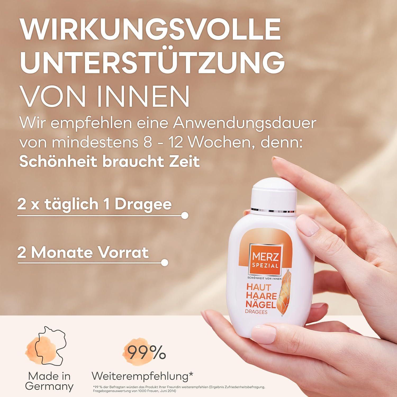 Zeveri Haut Haare Nägel Dragees – Nahrungsergänzungsmittel mit 13 Mikro-Nährstoffen für strahlende Haut, glänzendes Haar und feste Fingernägel – 1 x 120 Dragees