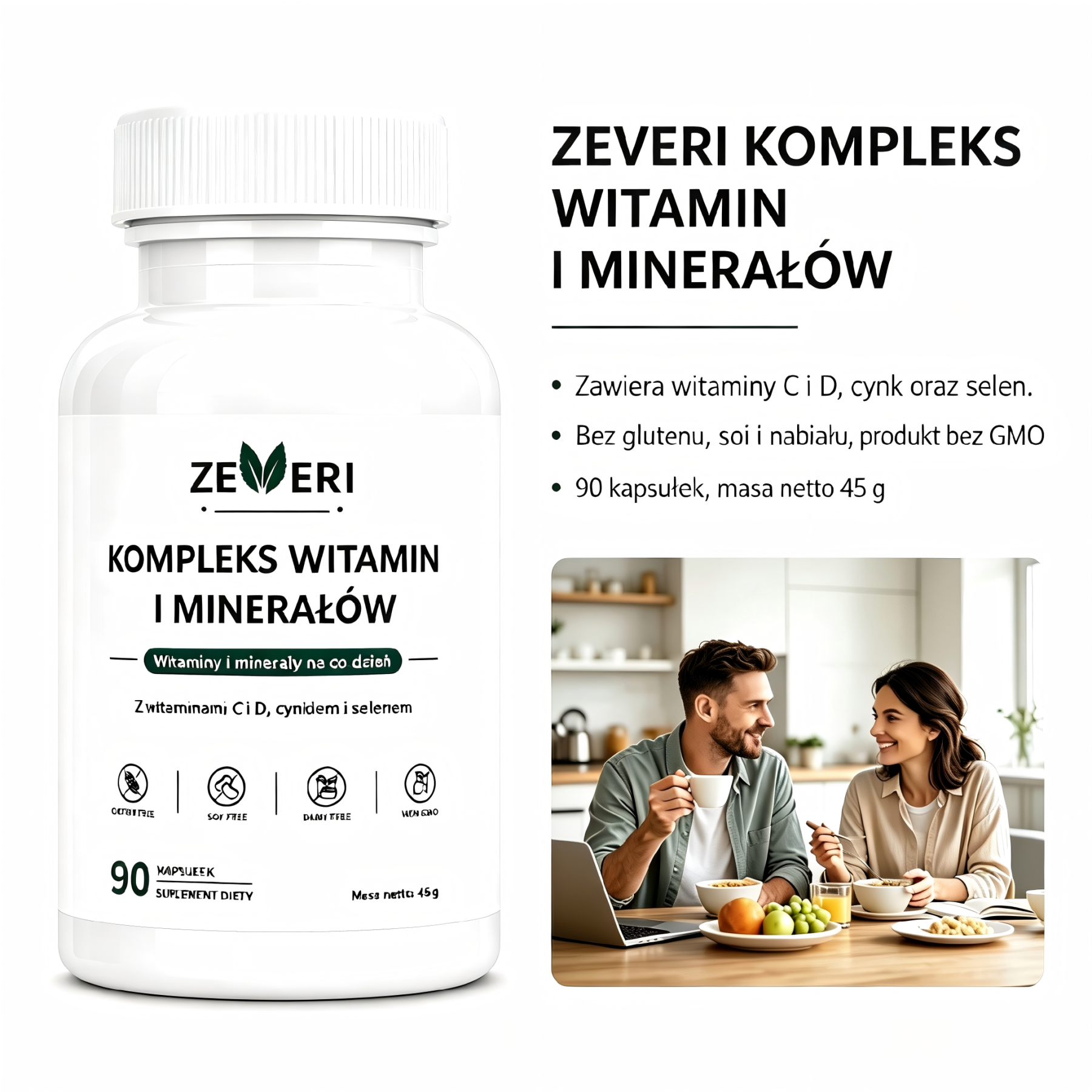 ZEVERI Kompleks Witamin i Minerałów Selen witamina E (90 Kapsułek)