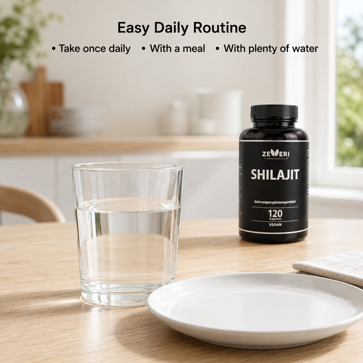 ZEERI Shilajit Kapseln - 120 vegane Kapseln - Standardisiertes Shilajit Pulver