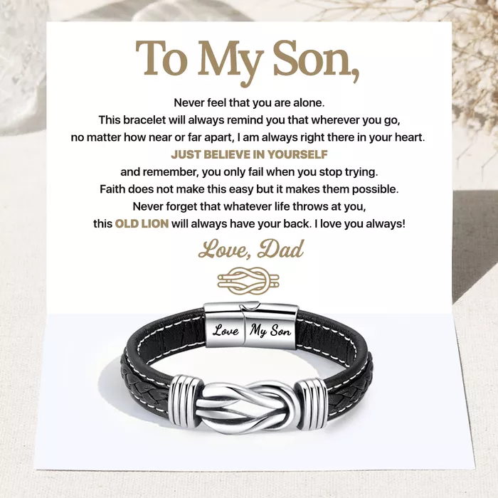 To My Son, Believe In Yourself Forever Linked Bracelet