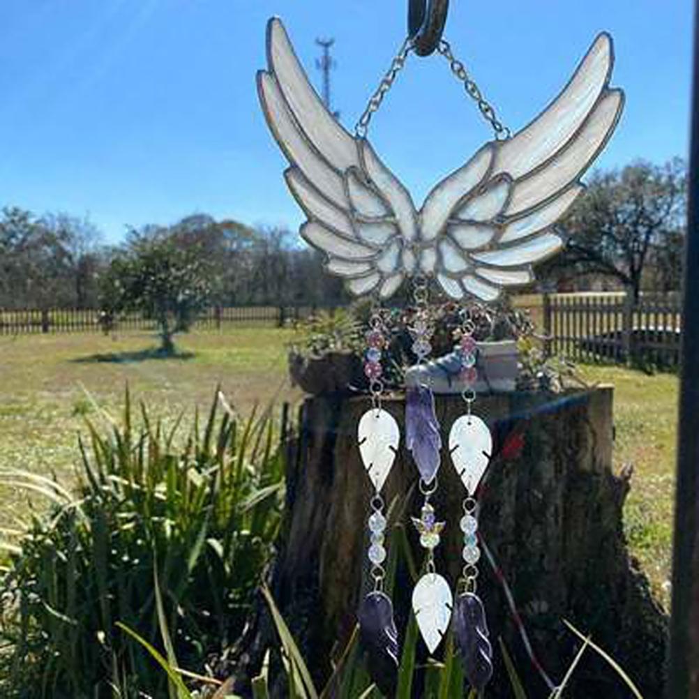Angelic Feathers Stained Glass Hand-Made Wind Chimes