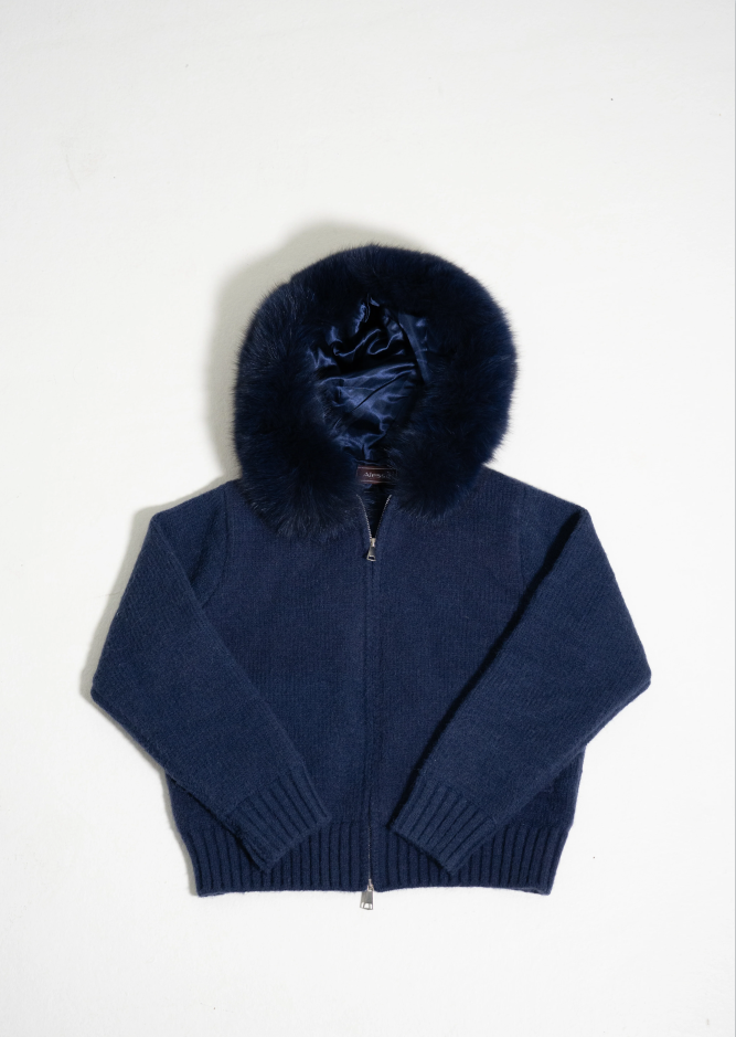 Elegáns női kapucnis plüssgalléros kabát