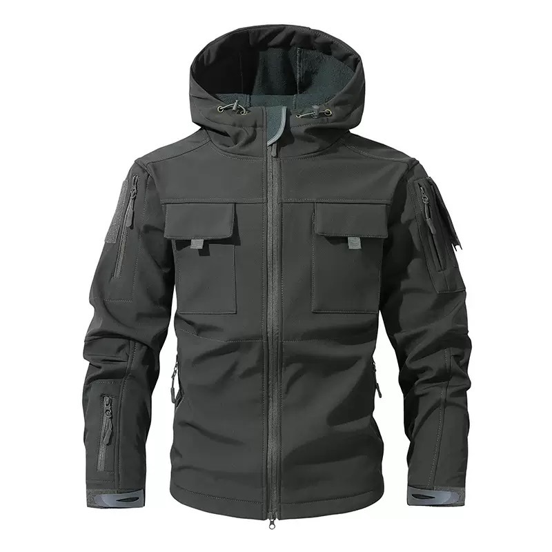 Férfi többzsebes, vízálló, kapucnis munkakabát 