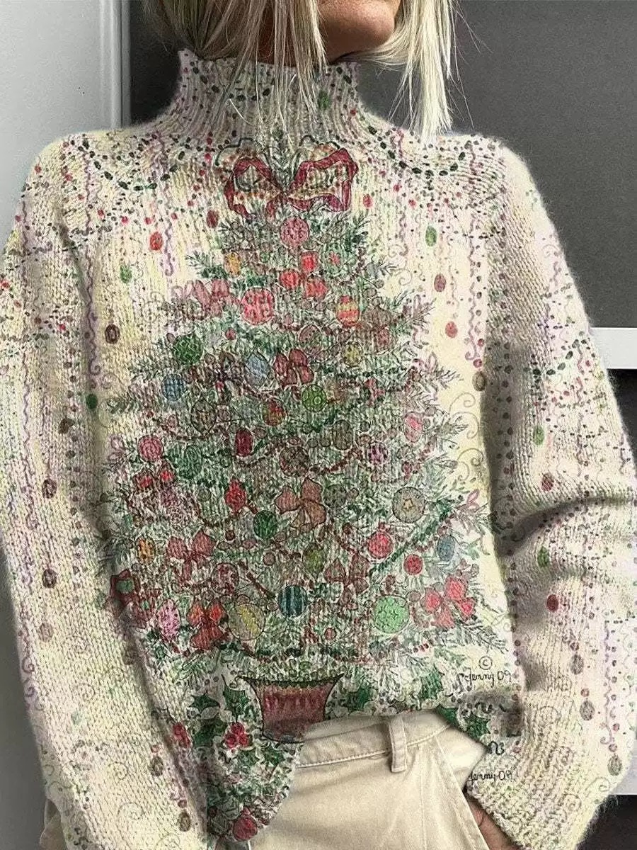 Női divatos, lezser garbós, graffiti mintás pulóver