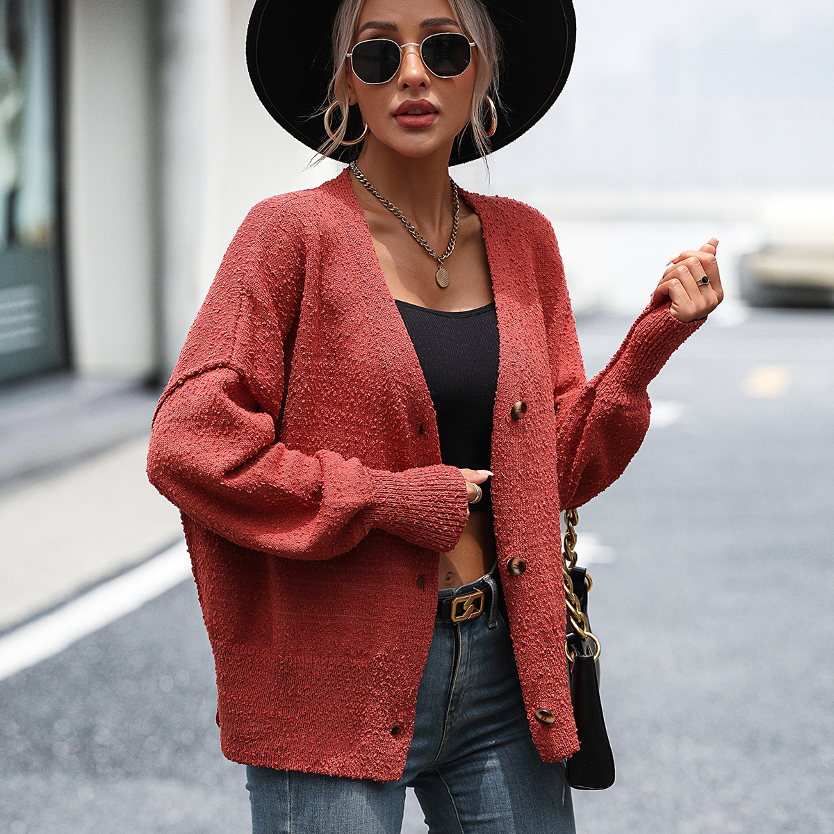 Hollow pullover fashionable sweater for women round neck sweater for women